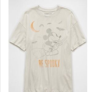 Cream Graphic Over Sized T-Shirt with Mickey Design
